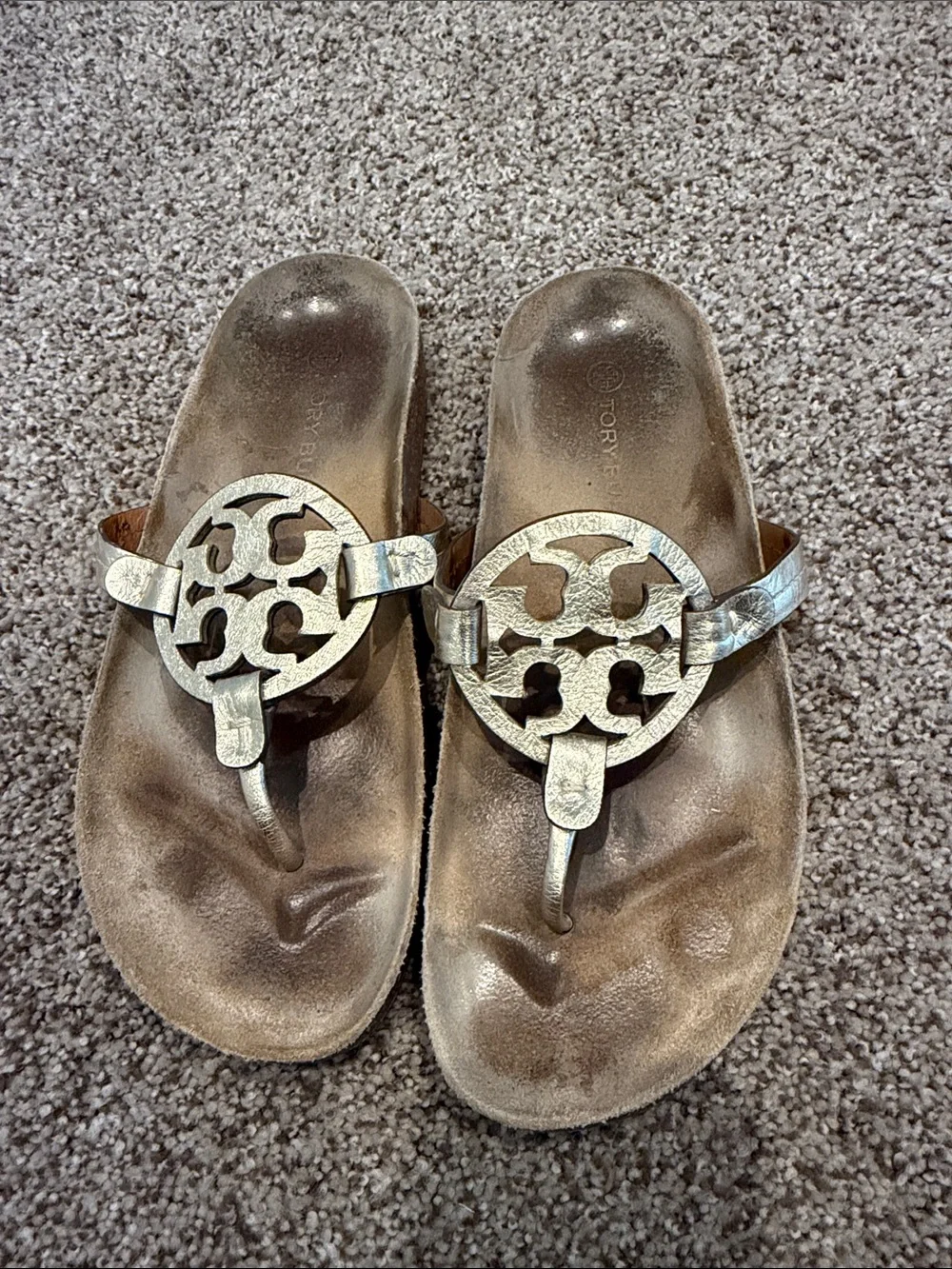 Tory Burch Miller Thong Sandals in Metallic Gold